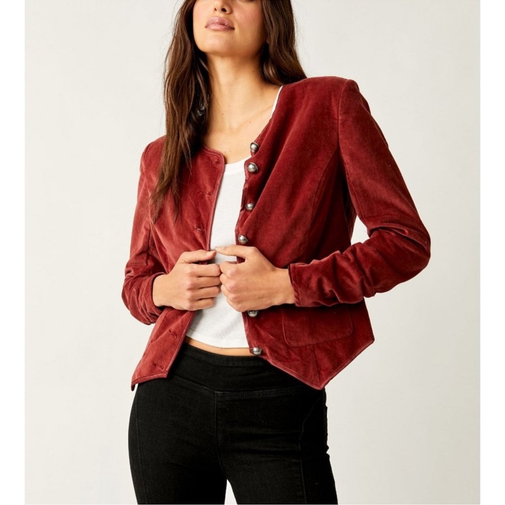 Free people Becky Jacket in garnet grotto color size small